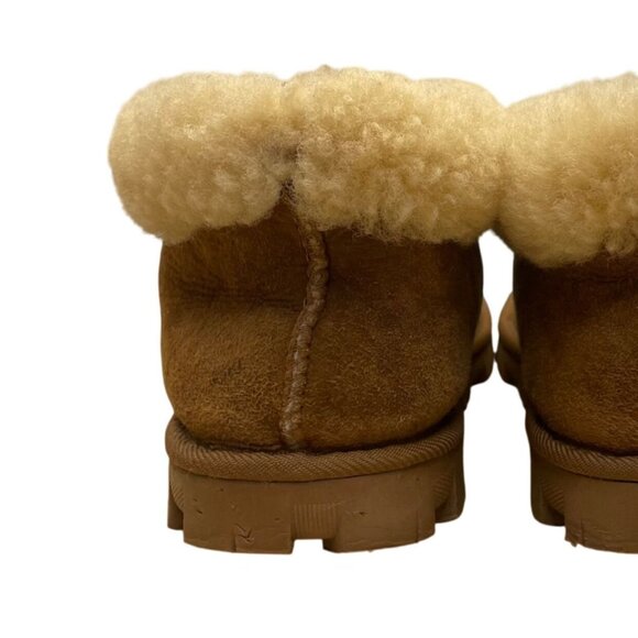 UGG Women’s Chestnut Suede Sheepskin-Lined Short Slip-On Winter Boots Size 9 - Picture 11 of 11